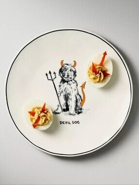 Anthropologie Halloween Dog Dessert Plate